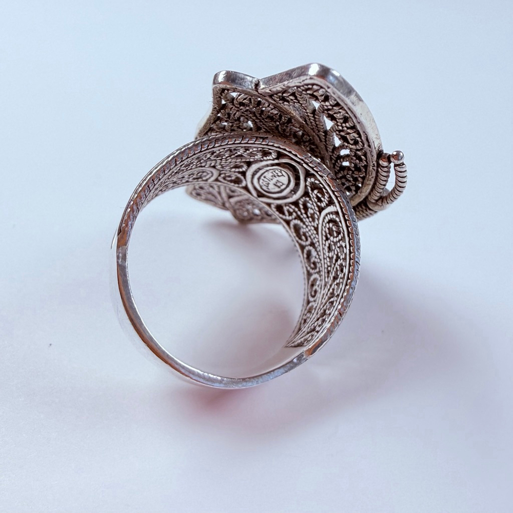 Filigree BIG Perched Butterfly Sterling Silver 925 DGS Turkey Vintage 1.3" Ring - Picture 3 of 10